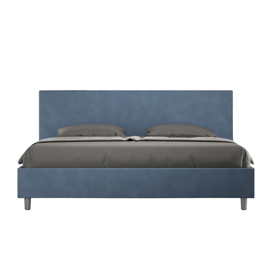 Letto Matrimoniale King size rivestito in Microfibra - ADELE Tipologia Letto: Con Rete, Dimensione Rete: 190x190, Colore: Blu
