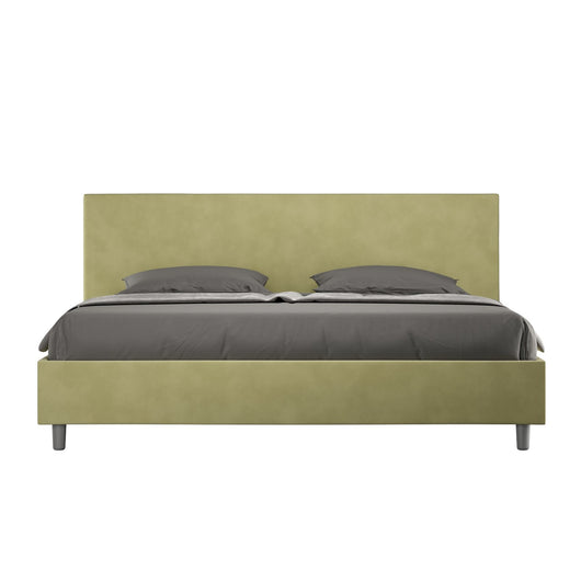 Letto Matrimoniale King size rivestito in Microfibra - ADELE Dimensione Rete: 190x210, Tipologia Letto: Con Rete, Colore: Verde