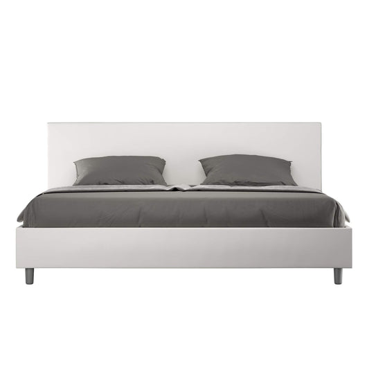 Letto Matrimoniale King size rivestito in Similpelle - ADELE Dimensione Rete: 200x210, Tipologia Letto: Con Rete e Contenitore, Colore: Bianco