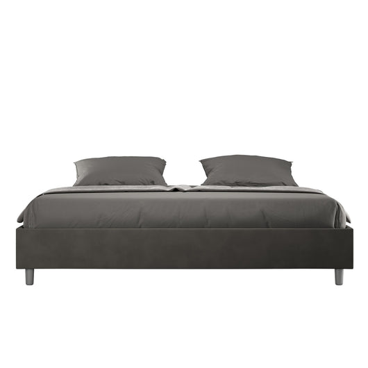 Letto Matrimoniale King size rivestito in Microfibra - AZELIA Colore: Grigio, Tipologia Letto: Con Rete e Contenitore, Dimensione Rete: 180x210