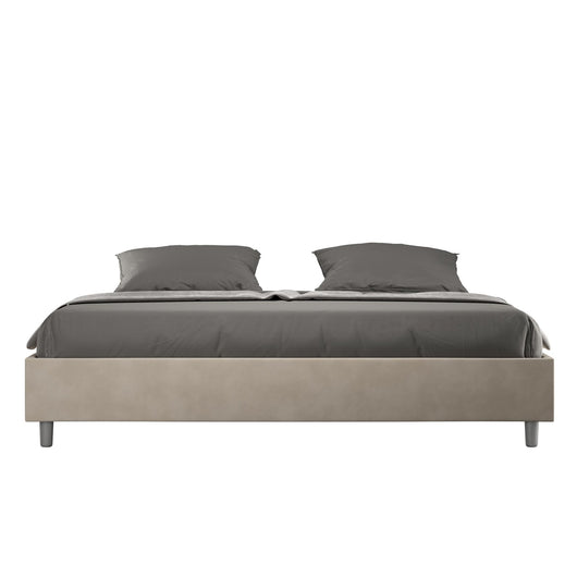 Letto Matrimoniale King size rivestito in Microfibra - AZELIA Tipologia Letto: Con Rete e Contenitore, Colore: Sabbia, Dimensione Rete: 180x200