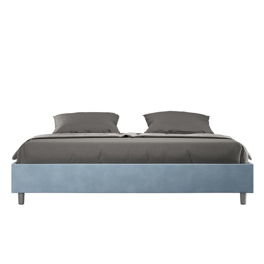 Letto Matrimoniale King size rivestito in Microfibra - AZELIA Tipologia Letto: Con Rete e Contenitore, Dimensione Rete: 180x190, Colore: Azzurro