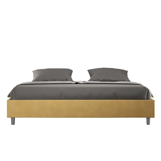 Letto Matrimoniale King size rivestito in Microfibra - AZELIA Tipologia Letto: Con Rete, Dimensione Rete: 180x190, Colore: Ocra