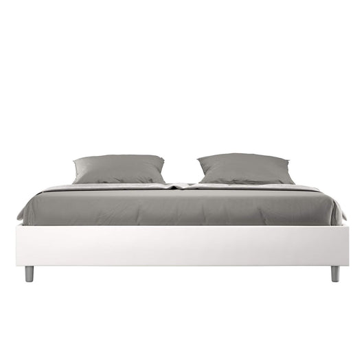 Letto Matrimoniale King size rivestito in Similpelle - AZELIA Dimensione Rete: 200x210, Colore: Bianco, Tipologia Letto: Con Rete e Contenitore