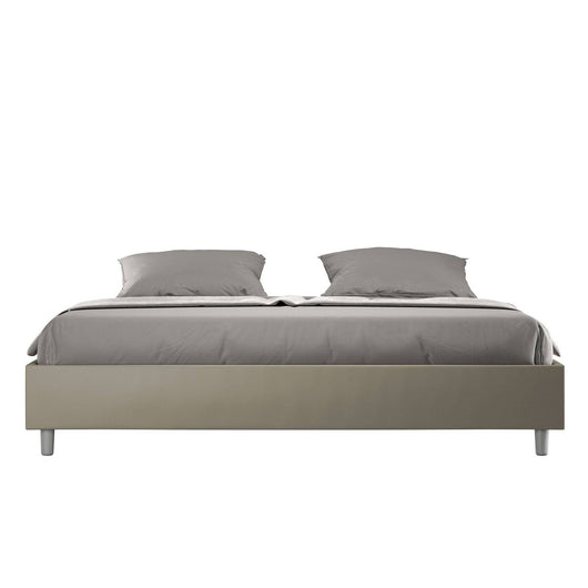 Letto Matrimoniale King size rivestito in Similpelle - AZELIA Dimensione Rete: 180x210, Colore: Cappuccino, Tipologia Letto: Con Rete e Contenitore