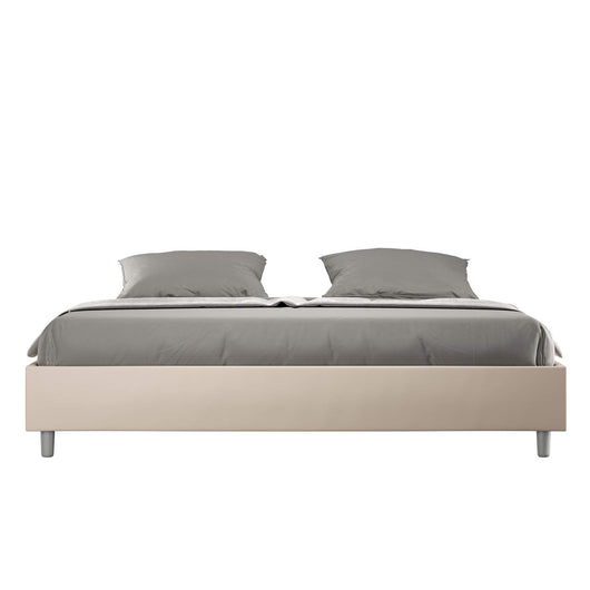 Letto Matrimoniale King size rivestito in Similpelle - AZELIA Dimensione Rete: 180x190, Colore: Tortora, Tipologia Letto: Con Rete e Contenitore