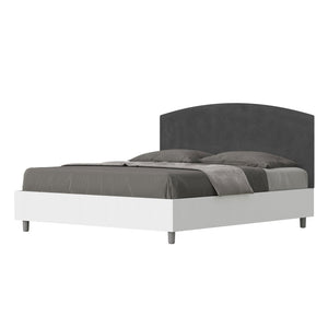 Letto Matrimoniale rivestito in Microfibra - ANTILIA Tipologia Letto: Con Rete e Contenitore, Colore: Grigio, Dimensione Rete: 160x190
