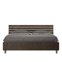 Letto Matrimoniale - ANKEL Dimensione Rete: 160x200, Tipologia Testata: Testata Dritta, Colore: Noce, Tipologia Letto: Con Rete e Contenitore