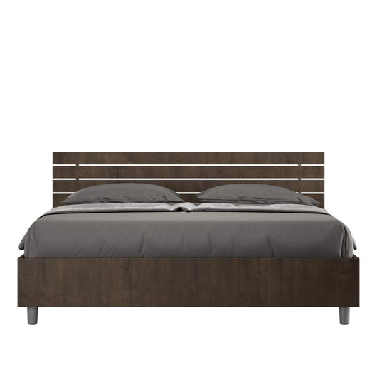 Letto Matrimoniale - ANKEL Dimensione Rete: 160x200, Tipologia Testata: Testata Dritta, Colore: Noce, Tipologia Letto: Con Rete e Contenitore