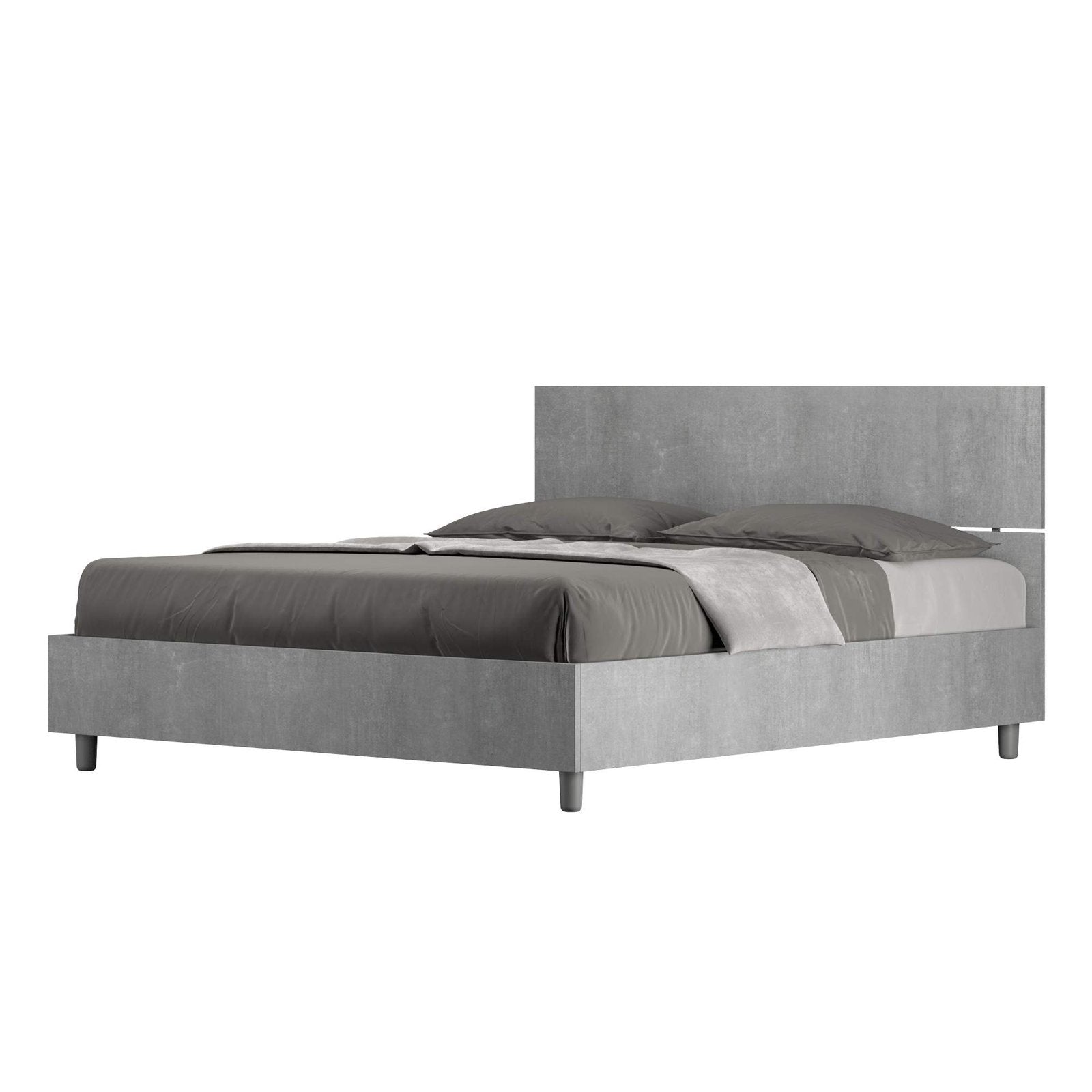 Letto Matrimoniale - DEMAS Colore: Grigio, Tipologia Testata: Testata Dritta, Tipologia Letto: Con Rete e Contenitore, Dimensione Rete: 160x200