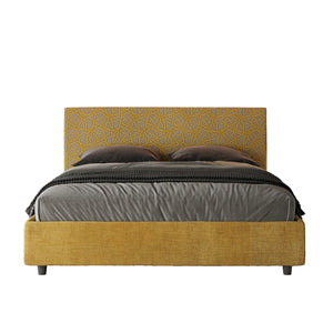 Letto Matrimoniale rivestito in Tessuto Era - ARLA Colore: Giallo/Giallo, Dimensione Rete: 160x200, Tipologia Letto: Senza Rete