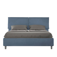 Letto Matrimoniale rivestito in Microfibra - MADOS Colore: Blu, Dimensione Rete: 160x190, Tipologia Letto: Con Rete e Contenitore