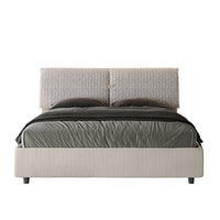 Letto Matrimoniale rivestito in Tessuto Aragona - MADOS Tipologia Letto: Con Rete e Contenitore, Dimensione Rete: 160x210, Colore: Bianco/Bianco