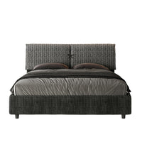 Letto Matrimoniale rivestito in Tessuto Aragona - MADOS Colore: Blu/Blu, Dimensione Rete: 160x190, Tipologia Letto: Senza Rete