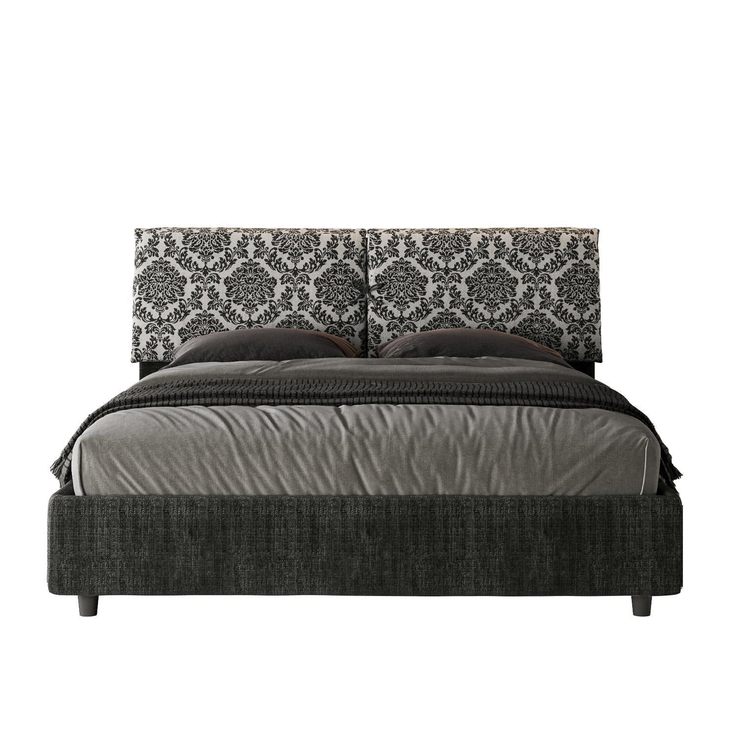 Letto Matrimoniale rivestito in Tessuto Agata - MADOS Tipologia Letto: Con Rete e Contenitore, Dimensione Rete: 160x190, Colore: Blu/Blu