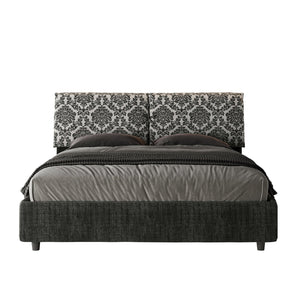 Letto Matrimoniale rivestito in Tessuto Agata - MADOS Tipologia Letto: Con Rete e Contenitore, Dimensione Rete: 160x190, Colore: Blu/Blu