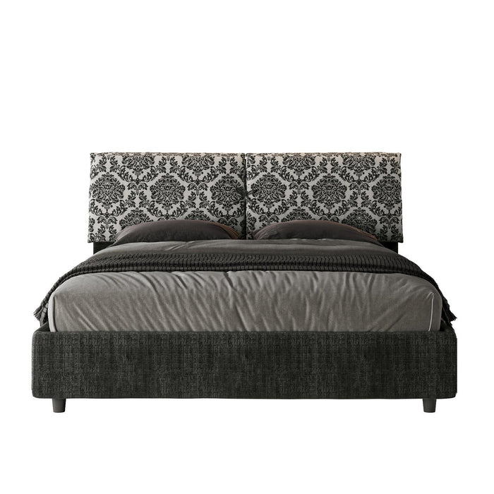 Letto Matrimoniale rivestito in Tessuto Agata - MADOS Tipologia Letto: Con Rete e Contenitore, Dimensione Rete: 160x190, Colore: Blu/Blu