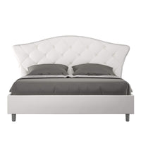 Letto Matrimoniale rivestito in Similpelle - LANGRE Dimensione Rete: 160x200, Colore: Bianco, Tipologia Letto: Con Rete e Contenitore