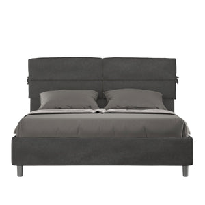 Letto Matrimoniale rivestito in Microfibra - NANDY Colore: Grigio, Dimensione Rete: 160x210, Tipologia Letto: Con Rete e Contenitore