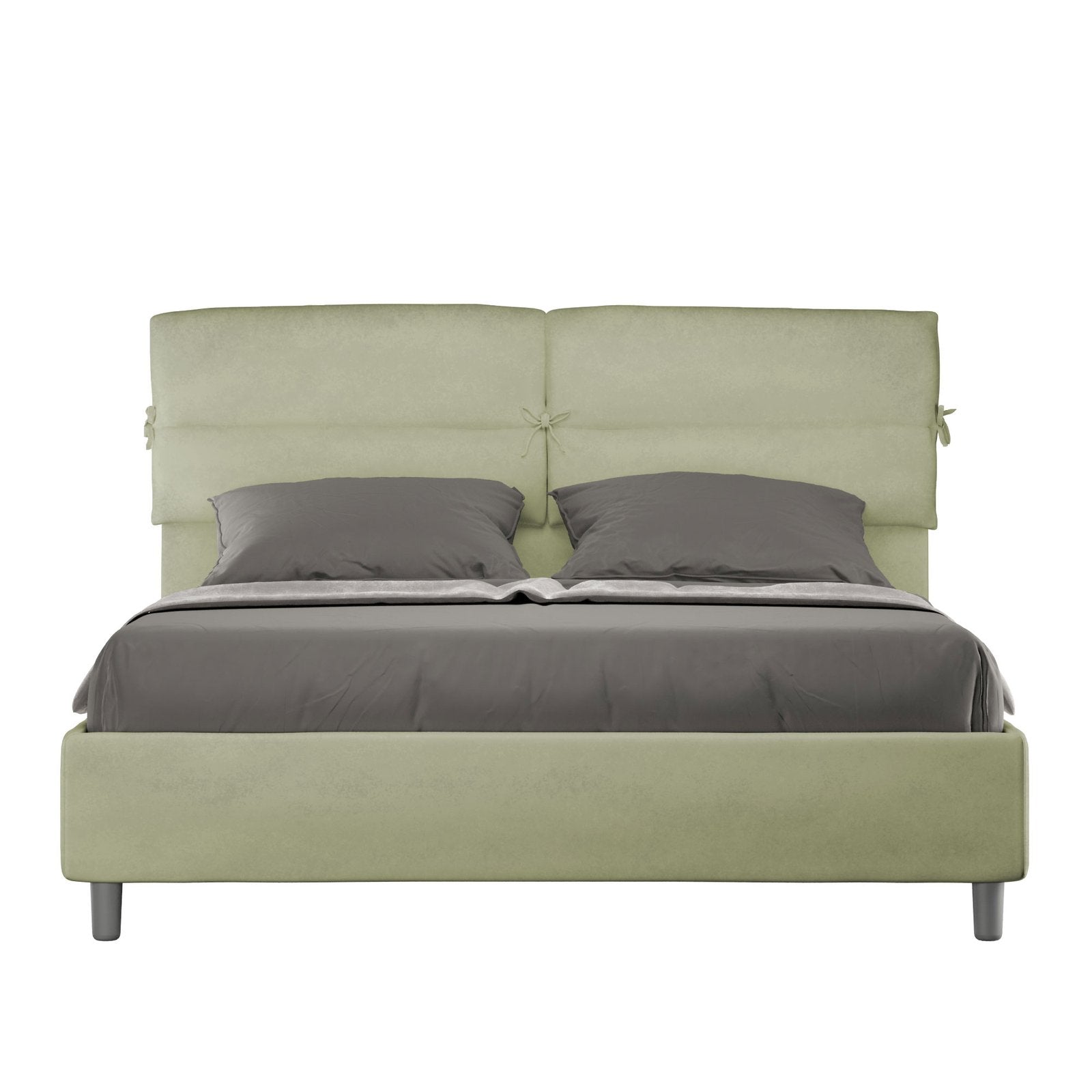 Letto Matrimoniale rivestito in Microfibra - NANDY Tipologia Letto: Con Rete, Dimensione Rete: 160x190, Colore: Tè verde