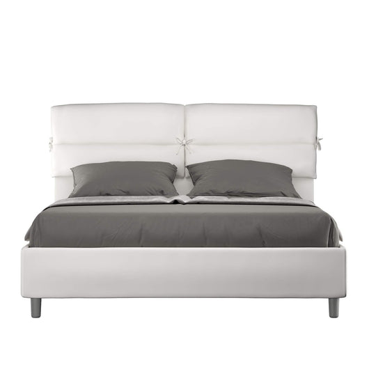 Letto Matrimoniale rivestito in Similpelle - NANDY Dimensione Rete: 160x190, Tipologia Letto: Con Rete e Contenitore, Colore: Bianco