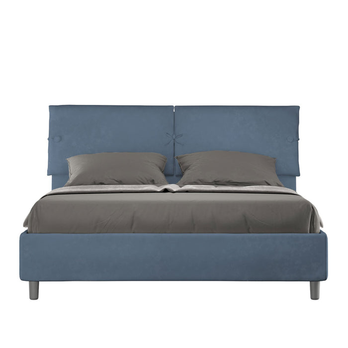 Letto Matrimoniale rivestito in Microfibra - SLEEPER Colore: Blu, Dimensione Rete: 160x190, Tipologia Letto: Con Rete