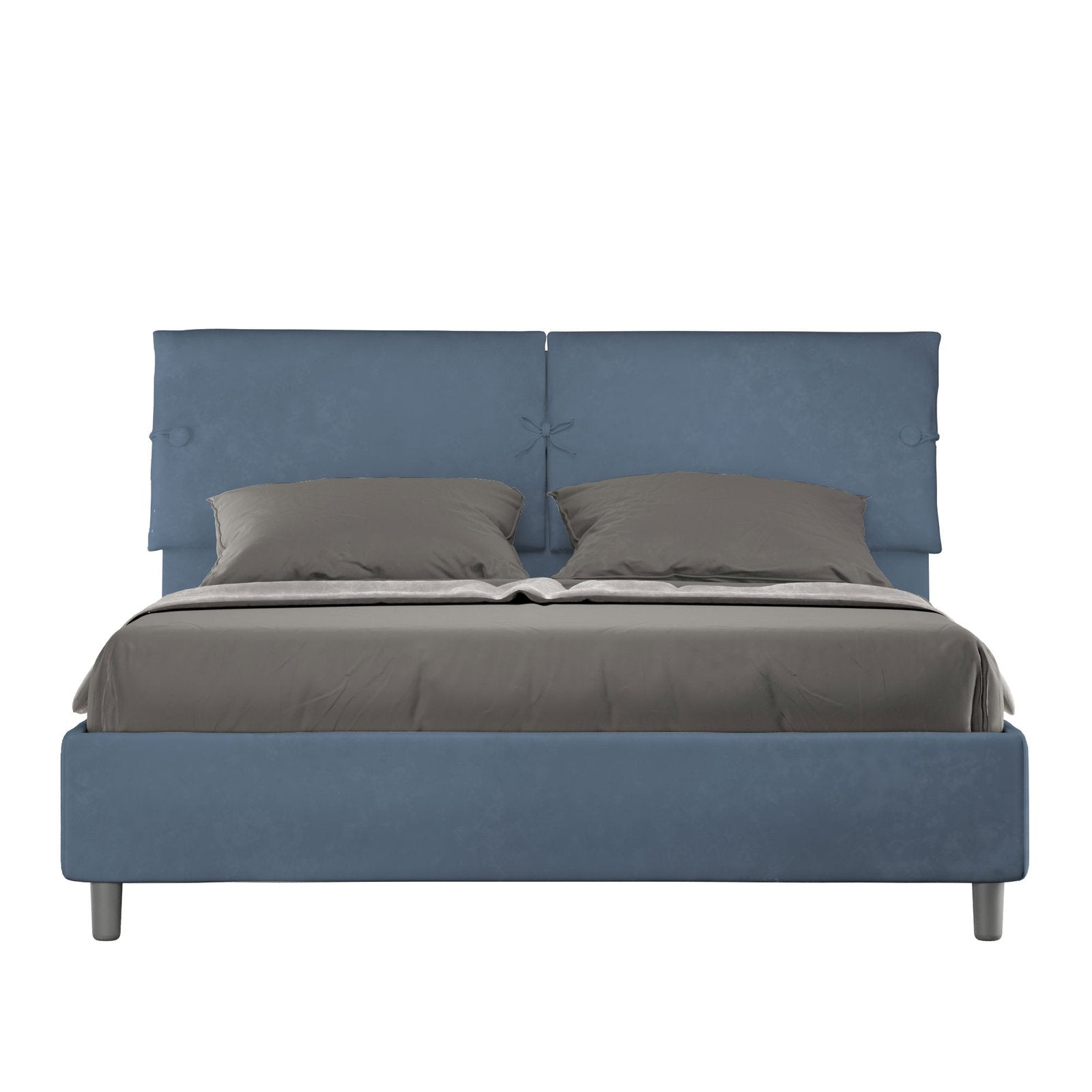 Letto Matrimoniale rivestito in Microfibra - SLEEPER Colore: Blu, Tipologia Letto: Con Rete e Contenitore, Dimensione Rete: 160x210