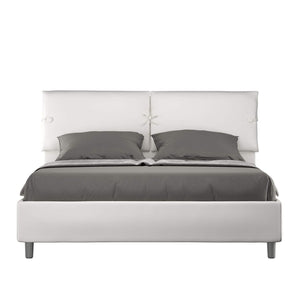 Letto Matrimoniale rivestito in Similpelle - SLEEPER Tipologia Letto: Con Rete e Contenitore, Colore: Bianco, Dimensione Rete: 160x190
