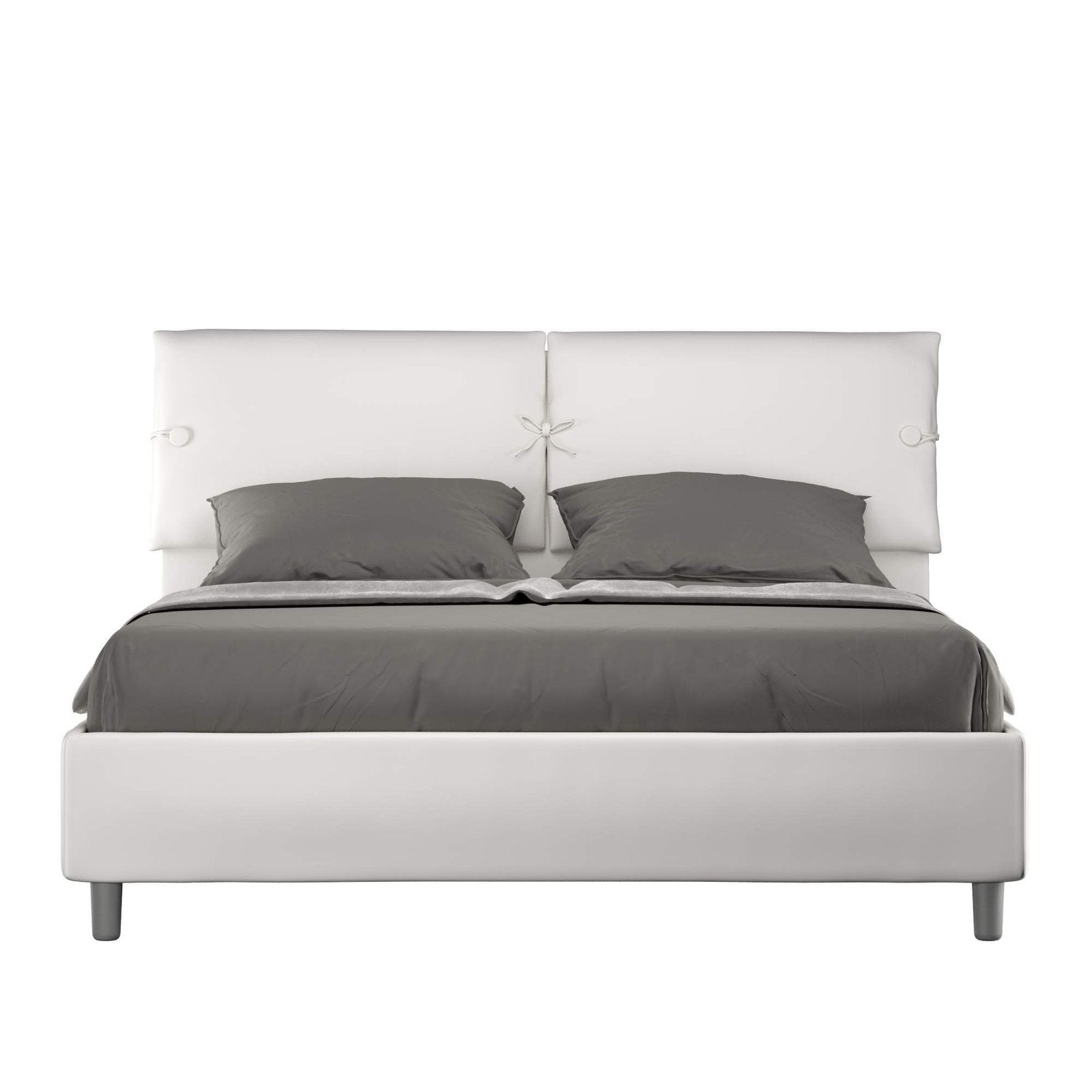 Letto Matrimoniale rivestito in Similpelle - SLEEPER Colore: Bianco, Dimensione Rete: 160x210, Tipologia Letto: Con Rete