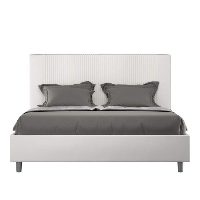 Letto Matrimoniale rivestito in Similpelle - GOYA Tipologia Letto: Con Rete e Contenitore, Dimensione Rete: 160x200, Colore: Bianco