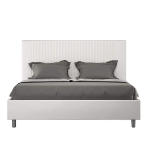 Letto Matrimoniale rivestito in Similpelle - GOYA Tipologia Letto: Con Rete e Contenitore, Dimensione Rete: 160x190, Colore: Bianco