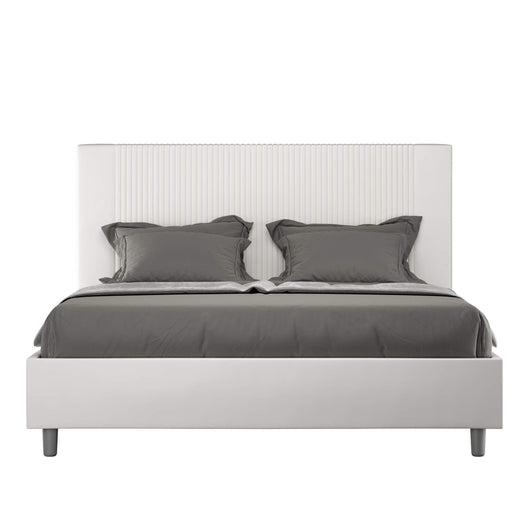 Letto Matrimoniale rivestito in Similpelle - GOYA Tipologia Letto: Con Rete e Contenitore, Dimensione Rete: 160x190, Colore: Bianco
