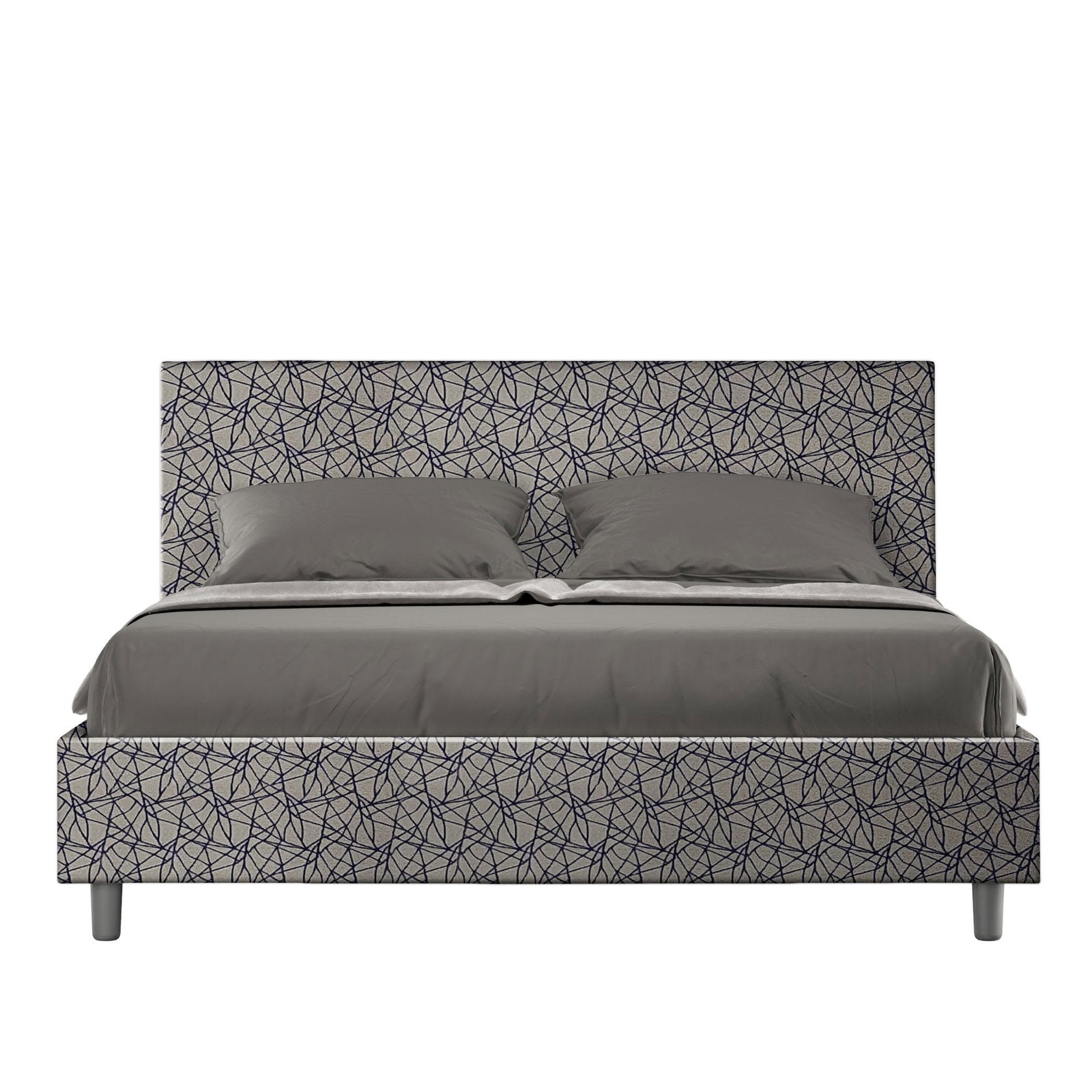 Letto Matrimoniale rivestito in Tessuto Era - ADELE Tipologia Letto: Con Rete e Contenitore, Dimensione Rete: 160x190, Colore: Blu