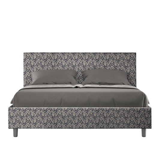 Letto Matrimoniale rivestito in Tessuto Era - ADELE Tipologia Letto: Con Rete e Contenitore, Dimensione Rete: 160x210, Colore: Blu