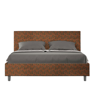 Letto Matrimoniale rivestito in Tessuto Era - ADELE Tipologia Letto: Con Rete e Contenitore, Dimensione Rete: 160x190, Colore: Arancione