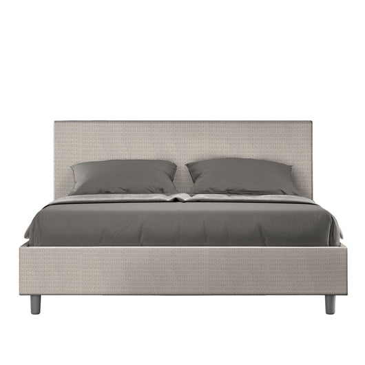 Letto Matrimoniale rivestito in Tessuto Labirinto - ADELE Dimensione Rete: 160x210, Tipologia Letto: Con Rete, Colore: Bianco