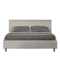 Letto Matrimoniale rivestito in Tessuto Labirinto - ADELE Dimensione Rete: 160x190, Tipologia Letto: Con Rete e Contenitore, Colore: Bianco