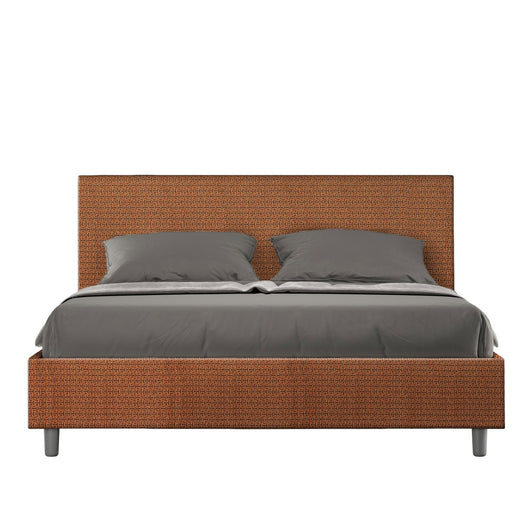 Letto Matrimoniale rivestito in Tessuto Labirinto - ADELE Tipologia Letto: Senza Rete, Dimensione Rete: 160x210, Colore: Arancione