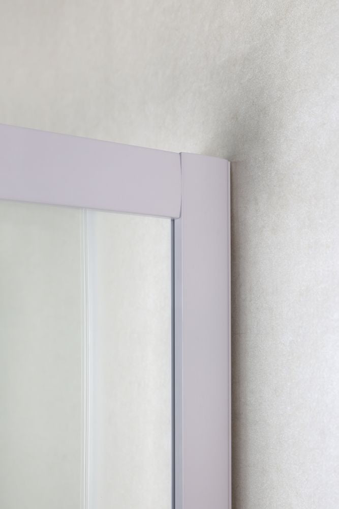 Box Doccia Angolare Cristallo 4 MM Serigrafato Telaio in Alluminio Bianco - Misura: 70 x 80 x 185h 