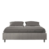 Letto Matrimoniale rivestito in Tessuto Labirinto - AZELIA Colore: Grigio, Tipologia Letto: Con Rete e Contenitore, Dimensione Rete: 160x210