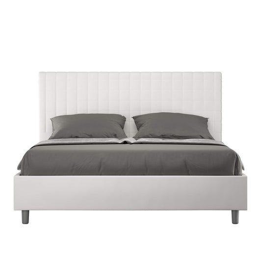 Letto Matrimoniale rivestito in Similpelle - SUNNY Dimensione Rete: 160x210, Tipologia Letto: Con Rete e Contenitore, Colore: Bianco
