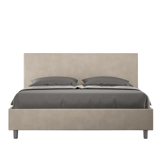 Letto Matrimoniale rivestito in Microfibra - ADELE Dimensione Rete: 170x210, Tipologia Letto: Con Rete e Contenitore, Colore: Beige