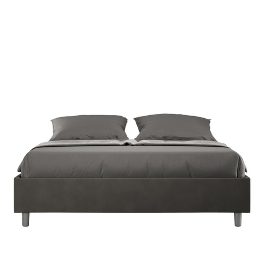 Letto Matrimoniale rivestito in Microfibra - AZELIA Colore: Grigio, Dimensione Rete: 160x200, Tipologia Letto: Con Rete e Contenitore