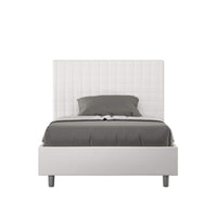 Letto alla Francese rivestito in Similpelle - SUNNY Tipologia Letto: Con Rete e Contenitore, Dimensione Rete: 140x210, Colore: Bianco