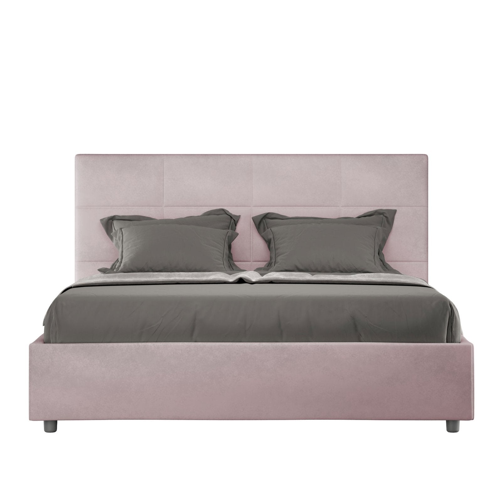 Letto alla Francese rivestito in Microfibra - MIKA Dimensione Rete: 140x210, Colore: Glicine, Tipologia Letto: Con Rete e Contenitore