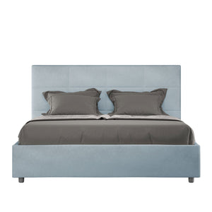 Letto alla Francese rivestito in Microfibra - MIKA Dimensione Rete: 140x210, Colore: Azzurro, Tipologia Letto: Senza Rete