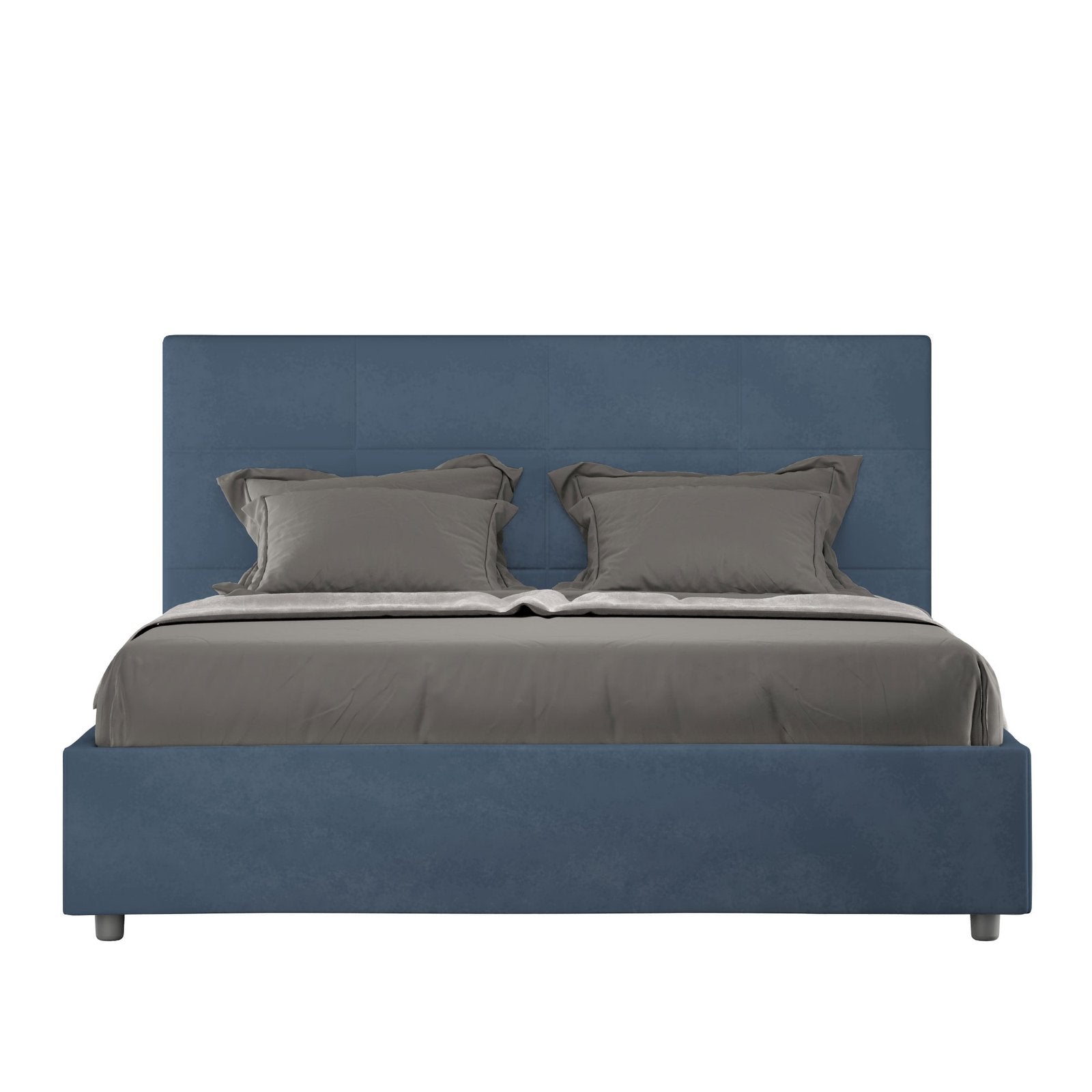 Letto alla Francese rivestito in Microfibra - MIKA Colore: Blu, Dimensione Rete: 140x200, Tipologia Letto: Senza Rete