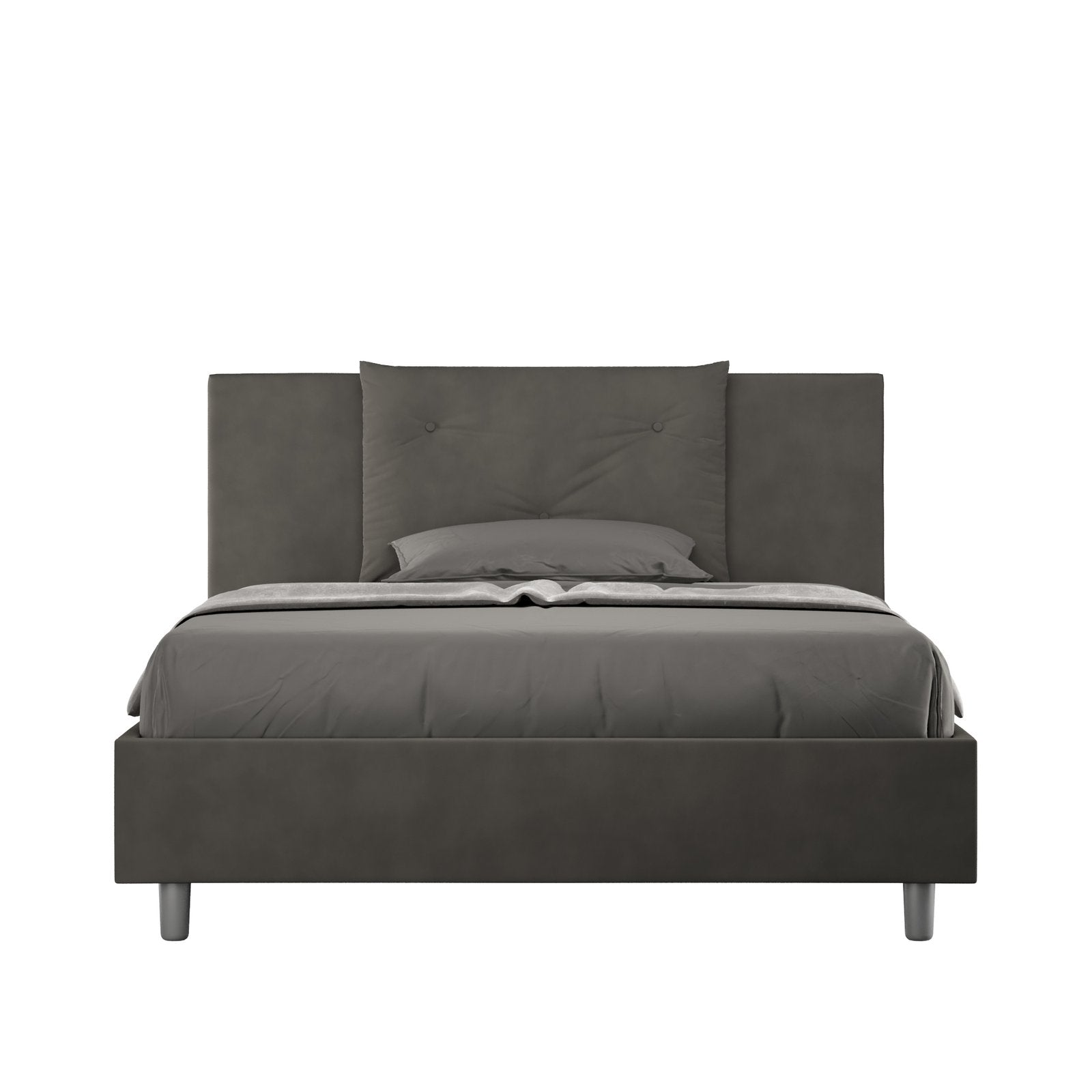 Letto alla Francese rivestito in Microfibra - APPIA Dimensione Rete: 140x210, Tipologia Letto: Con Rete e Contenitore, Colore: Grigio
