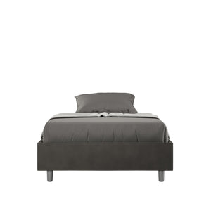 Letto alla Francese rivestito in Microfibra - AZELIA Tipologia Letto: Con Rete e Contenitore, Colore: Grigio, Dimensione Rete: 140x190