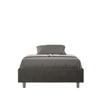 Letto alla Francese rivestito in Microfibra - AZELIA Tipologia Letto: Con Rete e Contenitore, Colore: Grigio, Dimensione Rete: 140x200